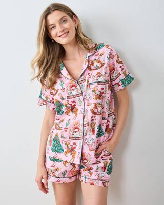 Cowboy Christmas - Short PJ Set - Pink Boots