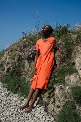 Zarya Organic Cotton Jumpsuit in Coral