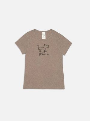 Eve Scratchy Dog T-Shirt Beigemelange slim fit | Nudie Jeans