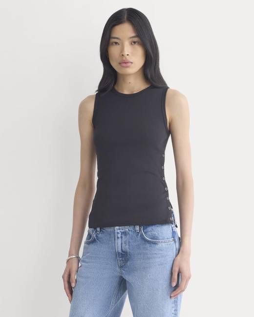 Luxe Rib Side Snap Tank | Black