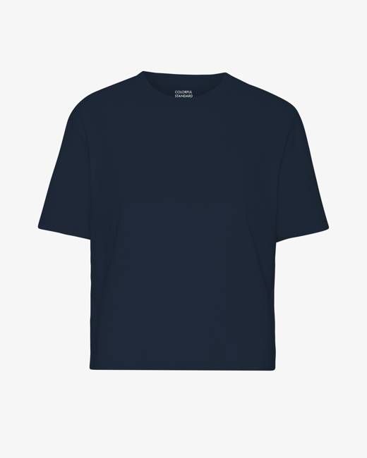 Organic Boxy Crop Tee - Navy Blue