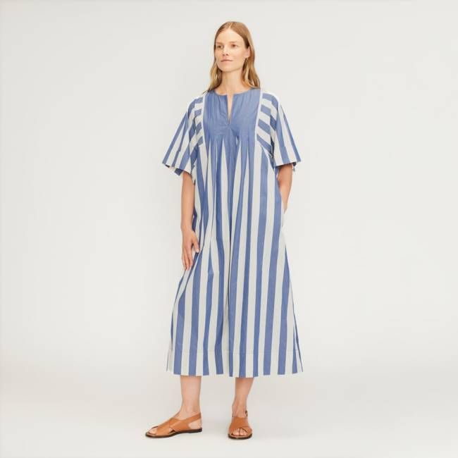 The Poplin Caftan Dress | Mazarine Blue / Bone