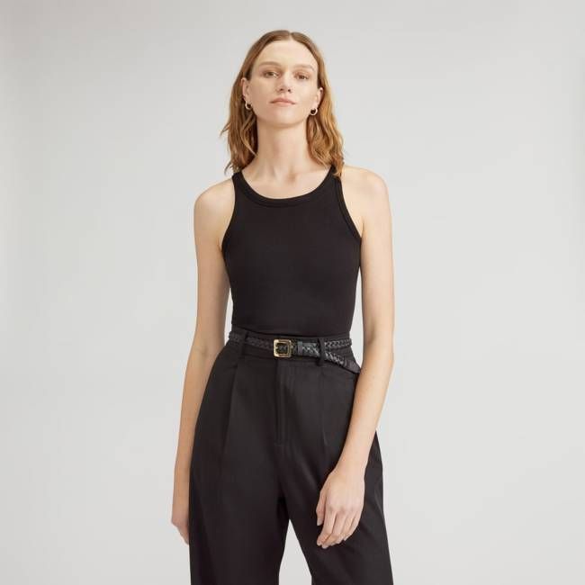 The Supima® Micro-Rib Cropped Tank | Black