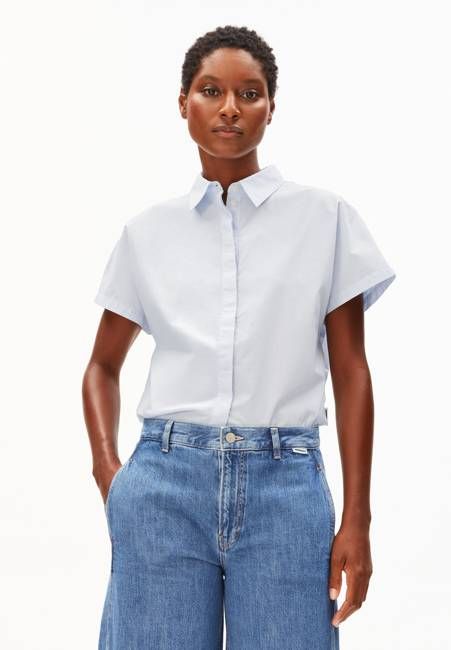 POPLIN LARISAANA BLOUSE | morning sky