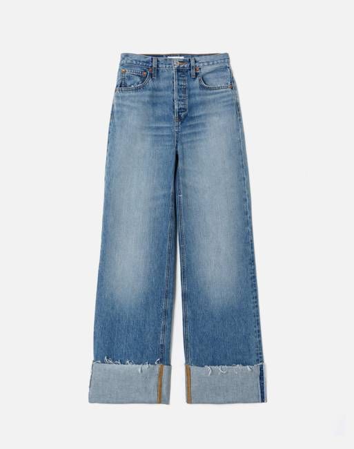 High Rise Wide Leg Cuff - Vintage Biker Blue