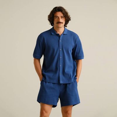 DEDICATED - Shirt Falkvik Waffle True Blue