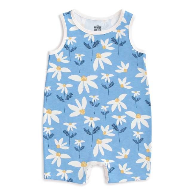Tank Top Romper - Daisies Blue
