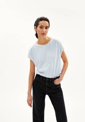 ONELIAA LOVELY STRIPES T-SHIRT | morning sky-oatmilk