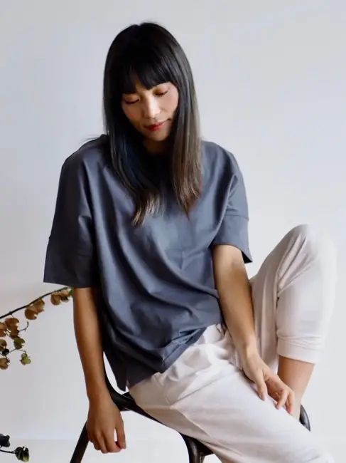 Ame Top Thunder Grey. Organic Cotton Loungewear — Noctu