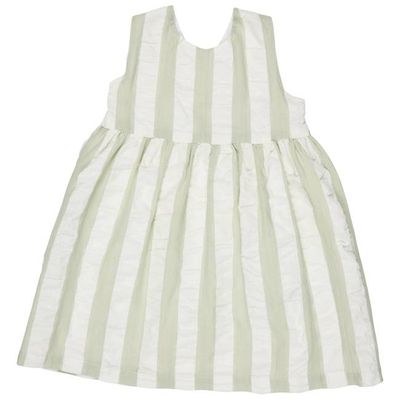 Cross-Back Dress (Seersucker Wide Stripe) - Sea Foam