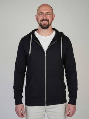 Organic Extra Long Slim Zip Hoodie (Black)