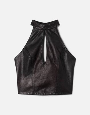 90s Leather Key Hole Top -#1259