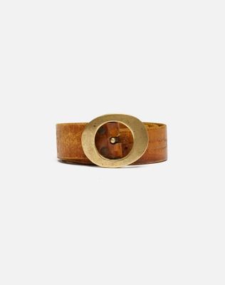 70s Belt with Brass Oval Buckle -#20