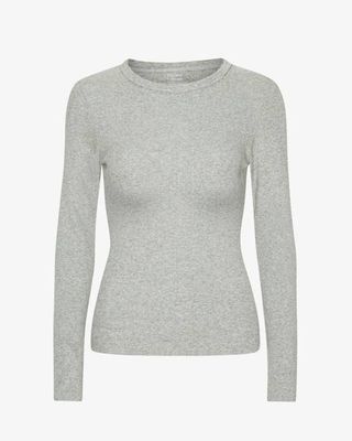 Women Organic Rib LS T-Shirt - Heather Grey