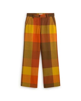 Brown checkered straight Hermione pants