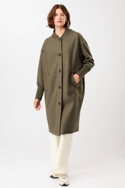 Walkmantel mit Strickmanschette  (Olive)