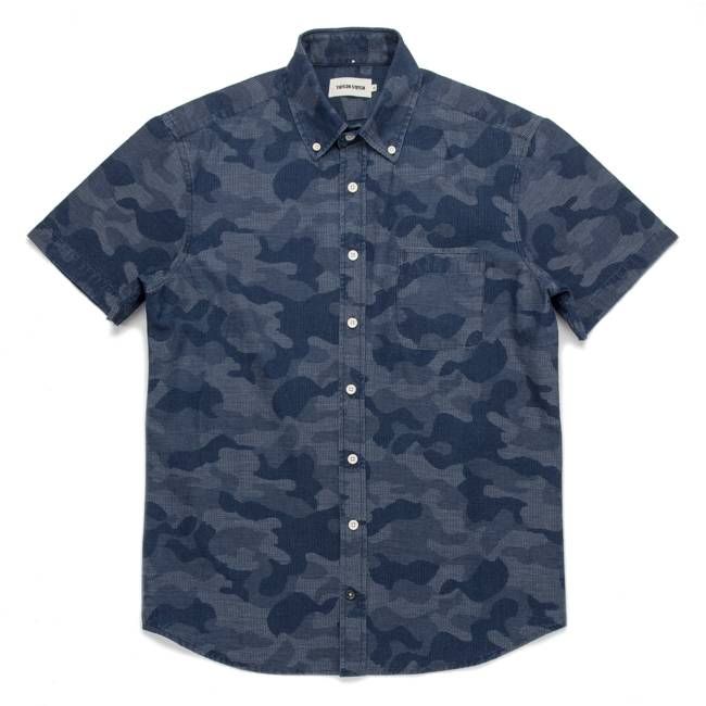 The Short Sleeve Jack in Indigo Jacquard Camo