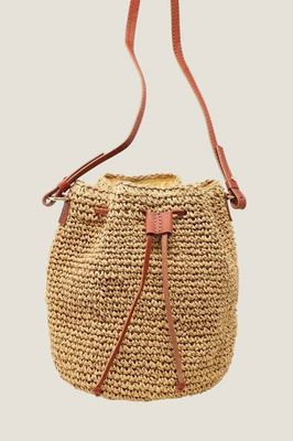 Raffia Crossbody Pouch Bag | Natural