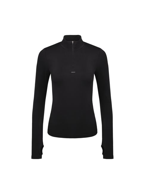 Archive Women's Plant-Stretch Zipped Long Sleeve Top—black