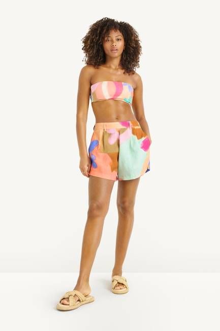 The Getaway Short - In Bloom Colorblock EcoLinen