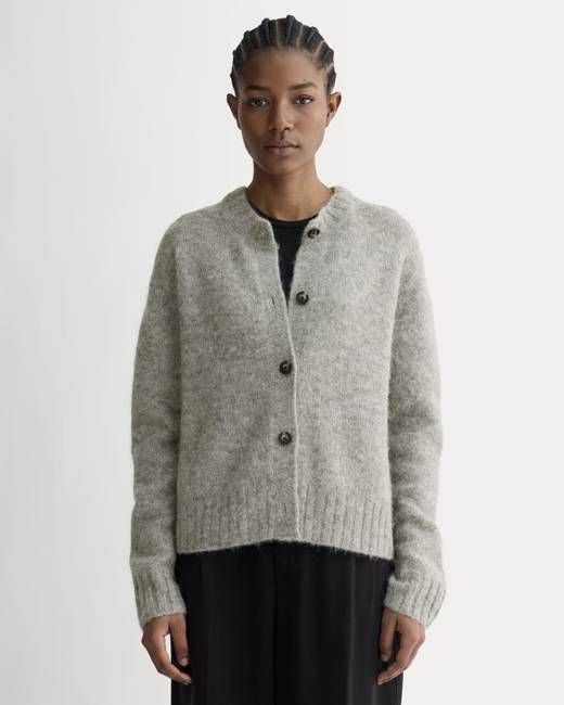 The Crew Cardigan in Alpaca | Heather Stone Grey