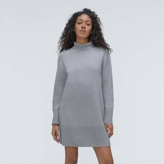 The Cozy Stretch Turtleneck Dress | Smoke