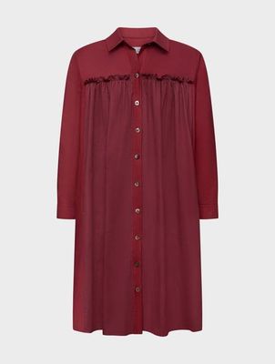 Celia Kleid aus Baumwollpopeline Dunkelrot