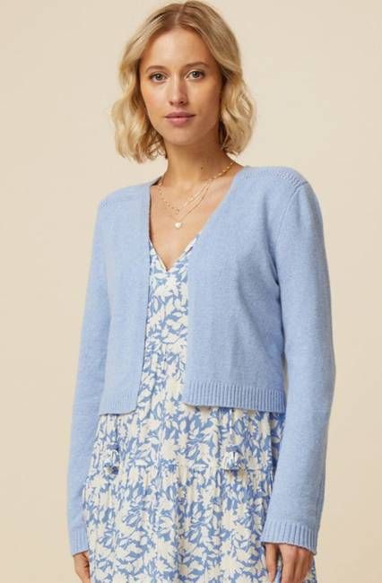 Merino Wool Edge To Edge Cardigan | Pale Blue