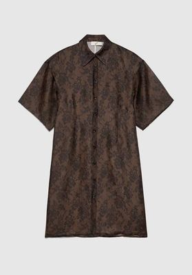 Lace Print Organza Shirt Dress