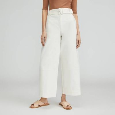 The Structured Cotton Belted Pant | Bone