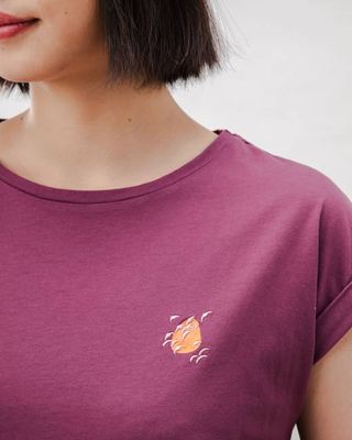 Baumwoll-T-Shirt Dusk Scoop Weinrot