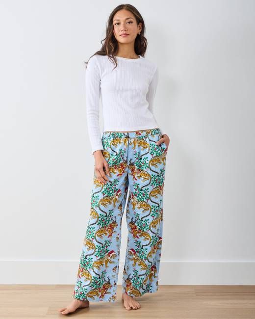 Very Merry Bagheera - Tall Wide Leg PJ Pant - Pale Blue