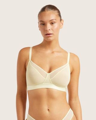 FreeMesh Drahtloser BH mit voller Brustweite, Zitronengelb