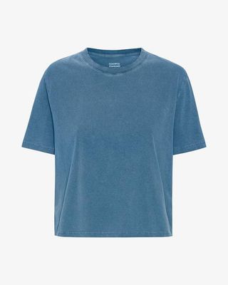 Organic Boxy Crop Tee - Faded Indigo