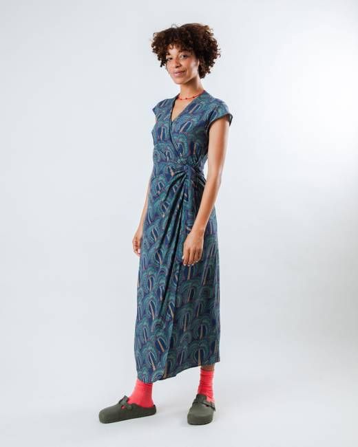 Borneo Kimono Dress Navy