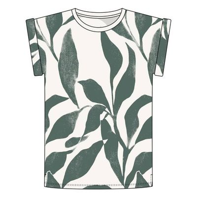 DEDICATED - T-shirt Visby Abstract Leaf Jersey Green