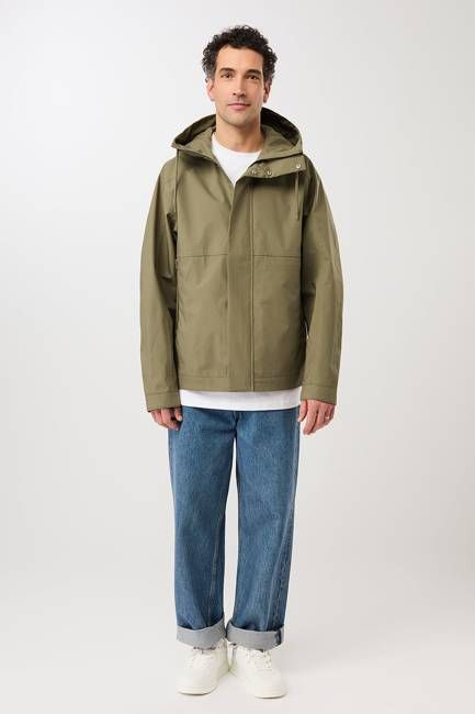 Kapuzenjacke mit verdeckter Knopfleiste (Stone Moss)