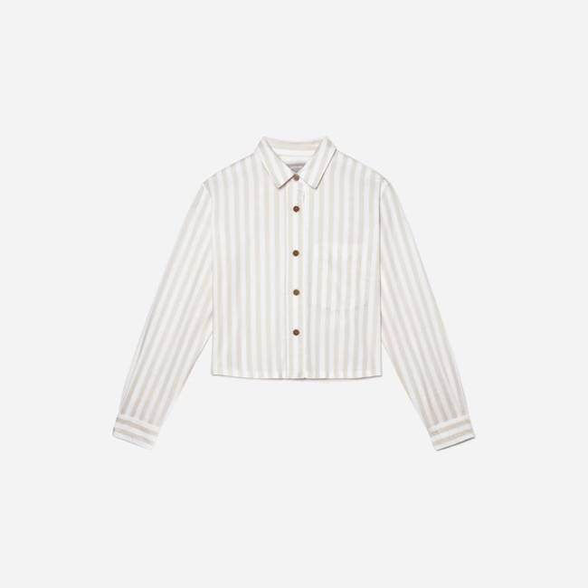 The Way-Short Shirt in Silky Cotton | Sand / White