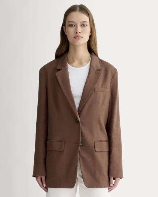 The Oversized Blazer in Stretch Linen | Cedarwood