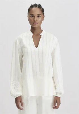 Stickbluse Relaxed aus Bio-Baumwolle mit Leinen