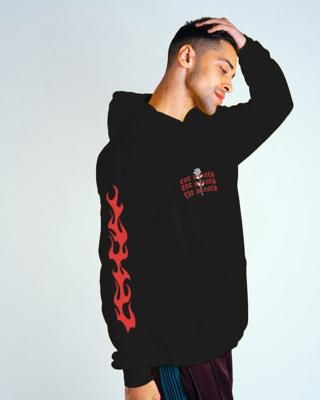 Eat Plants Goth Flames - Hoodie - Black - RECYCLED X ORGANIC