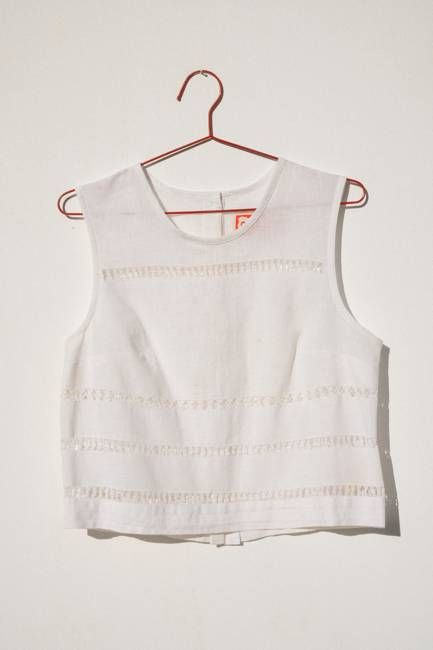 Zoe Sleeveless Shell - Openwork on Linen (M)