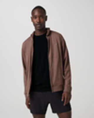 Ponto Full Zip Hoodie – Men's Sable Heather Hoodie – Jackets & Hoodies – Vuori