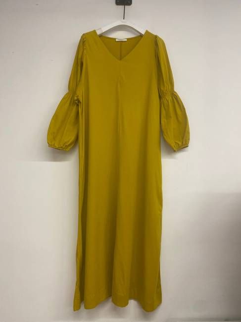 Sora Organic Cotton Jersey and Poplin Dress in Chartreuse