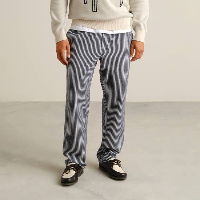 DEDICATED - Pants Borrby Work Stripe Blue