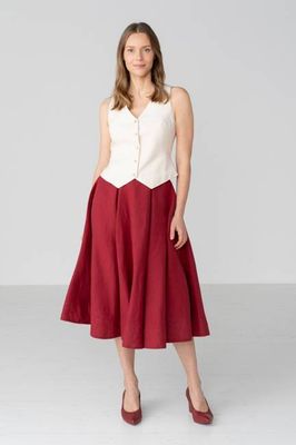 Jane – Fitted Linen V-Neck Vest