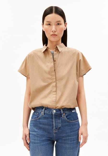 POPLIN LARISAANA BLOUSE | true camel