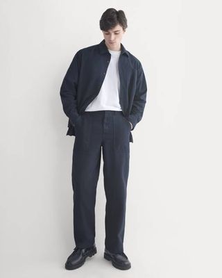 Relaxed Herringbone Fatigue Pants | Deep Navy