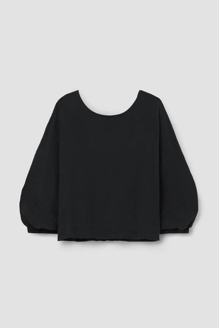 Ivy Organic Cotton Cheesecloth Top in Black