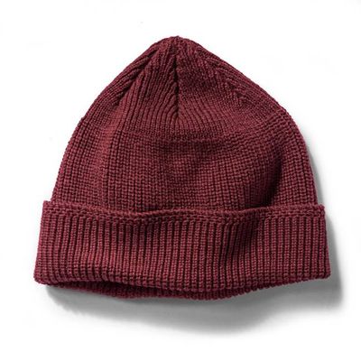 The Rib Beanie in Burgundy Heather